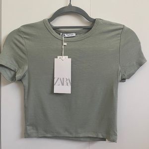 Zara Green Crop Tee